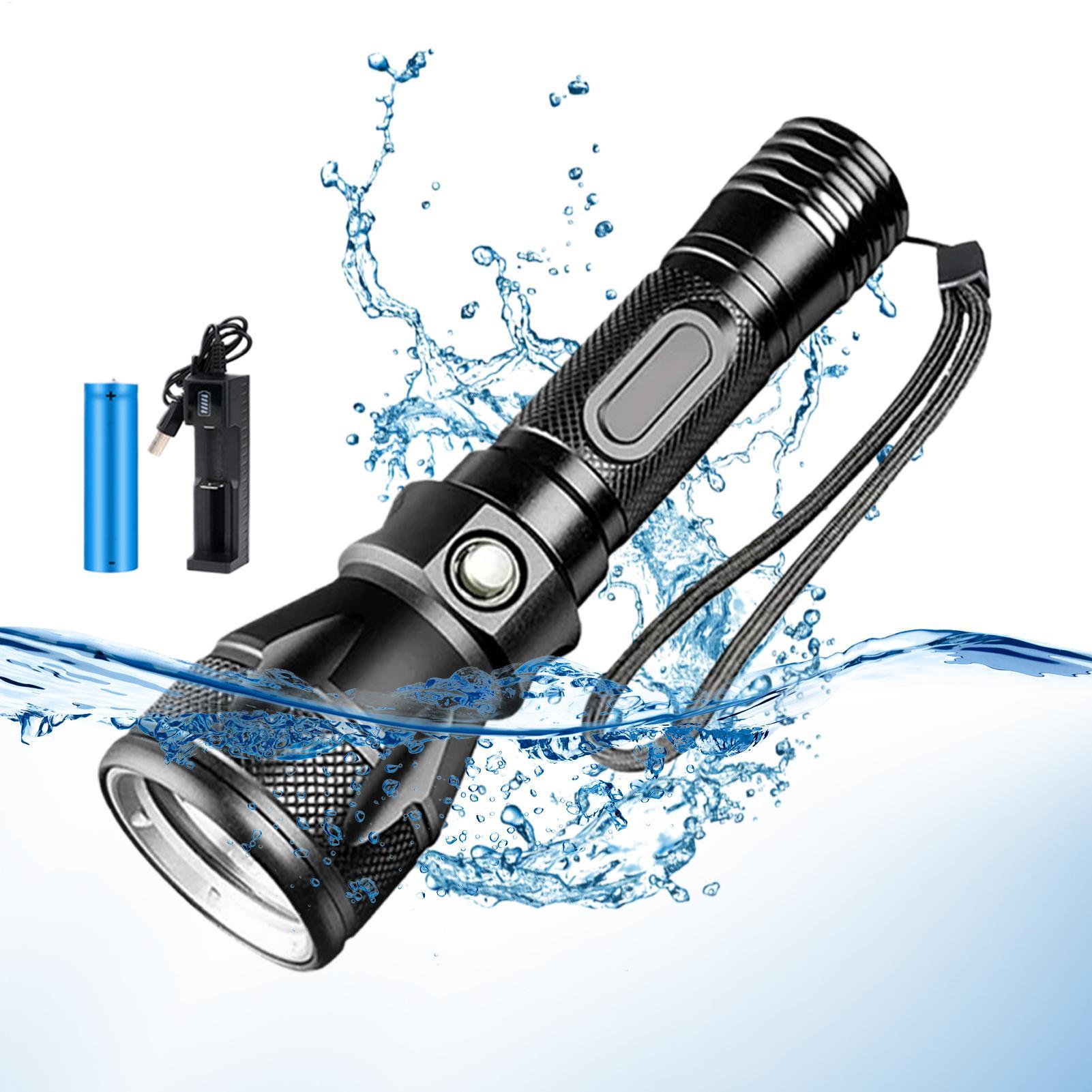 Underwater Flashlight - 3가지 모드 강력 충전식 방수 LED
