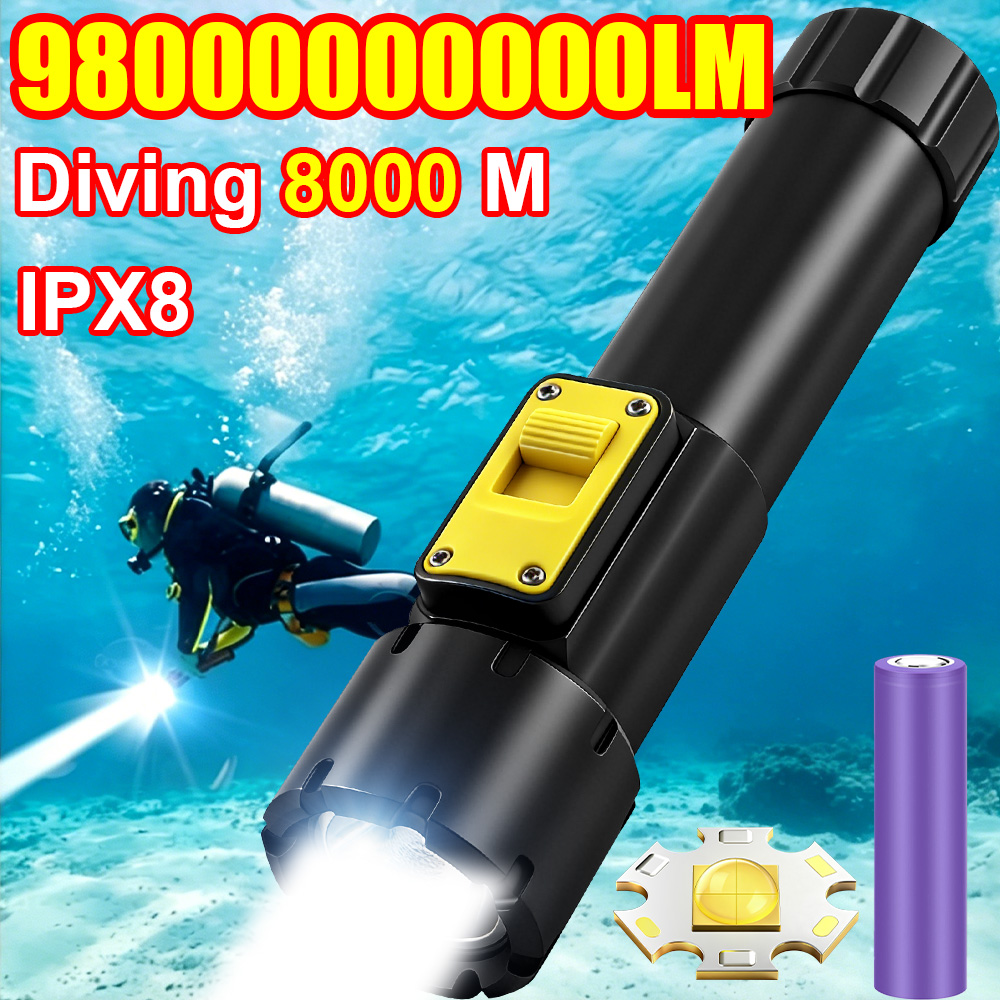 Underwater Flashlight - 새로운 98000000000LM 강력한 XHP360 다이빙 손전등