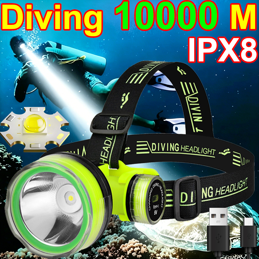 Underwater Flashlight - 10000 미터 수중 다이빙 헤드라이트 방수