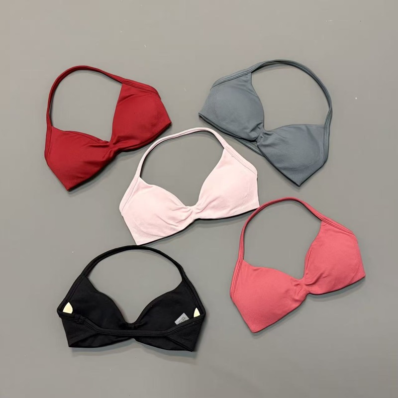 Aquatic Sports Bra - 여성용 홀터 스포츠 브라 V넥 패드